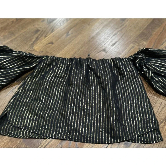 ZARA BLACK AND GOLD OFF THE SHOULDER TOP Size‎ Medium. Perfect Sexy Top - Picture 4 of 8